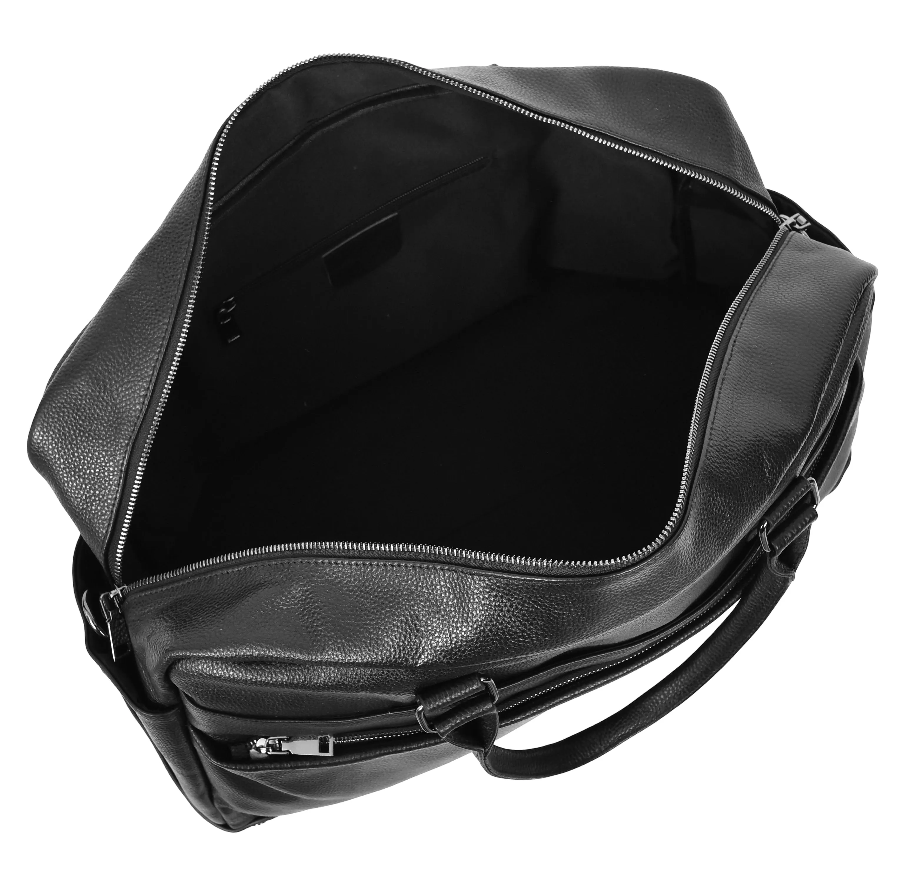 Kinsley Leather Classic Weekend Travel Large Holdall Bag Black