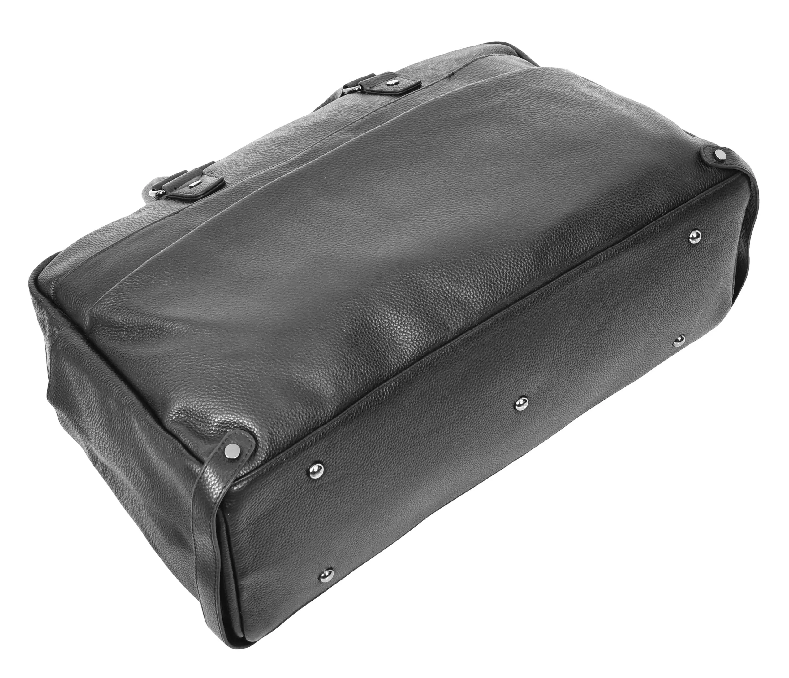 Kinsley Leather Classic Weekend Travel Large Holdall Bag Black