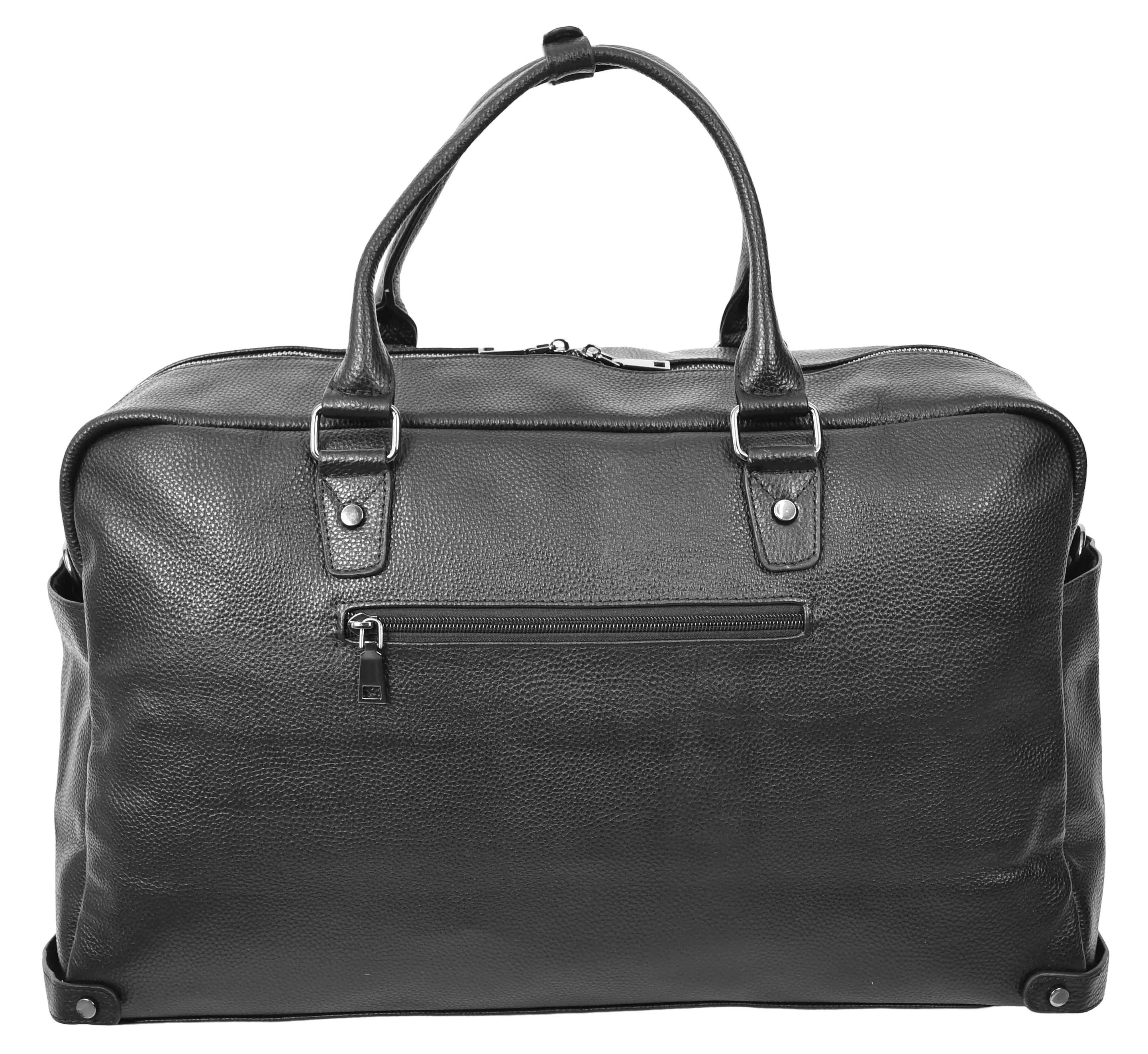 Kinsley Leather Classic Weekend Travel Large Holdall Bag Black
