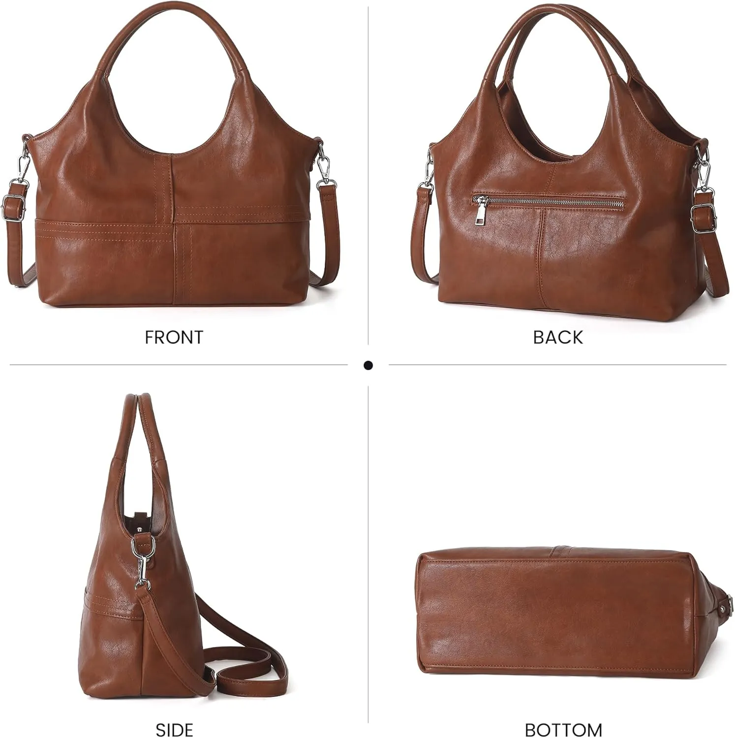 KOGTLA Vegan Leather Purses for Women with Detachable Satchel Strap, Ladies Handbags, Tote Hobo Bags with Top Handle