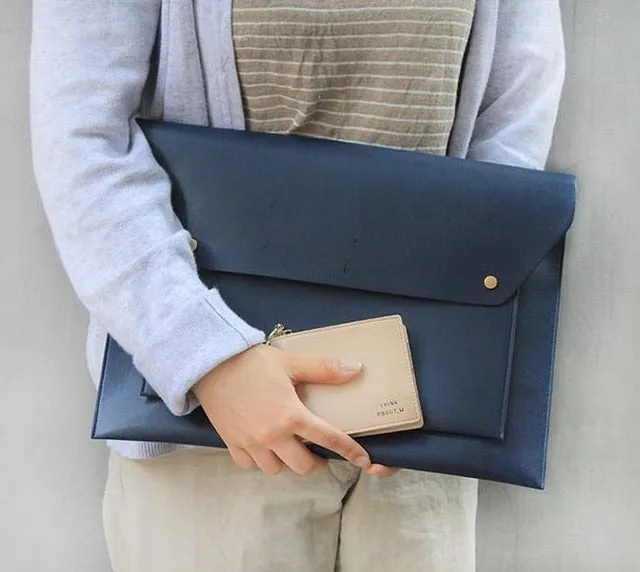 Korean new women envelope clutch bag Simple pu leather female Commuter A4 briefcase Large capacity Laptop bag Day Clutches bolsa
