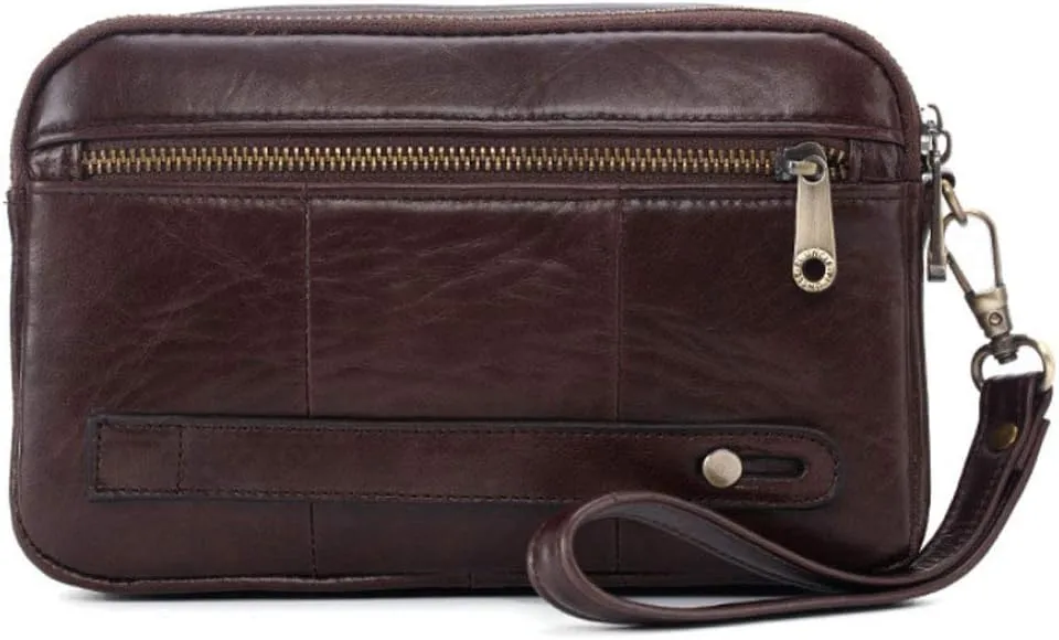 KPYWZER Leather Clutch Purse Wallet Men Wrist Bag