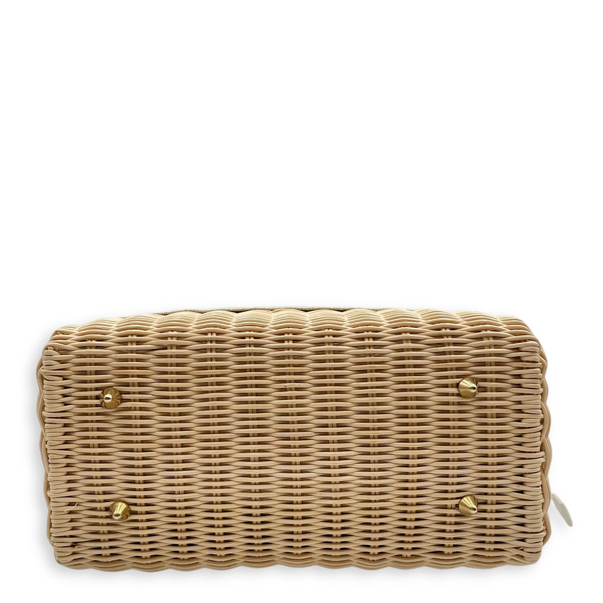 Lady Dior Wicker Medium Multi-colour Crossbody Bag in Rattan, cotton canvas, calf, Gold hardware