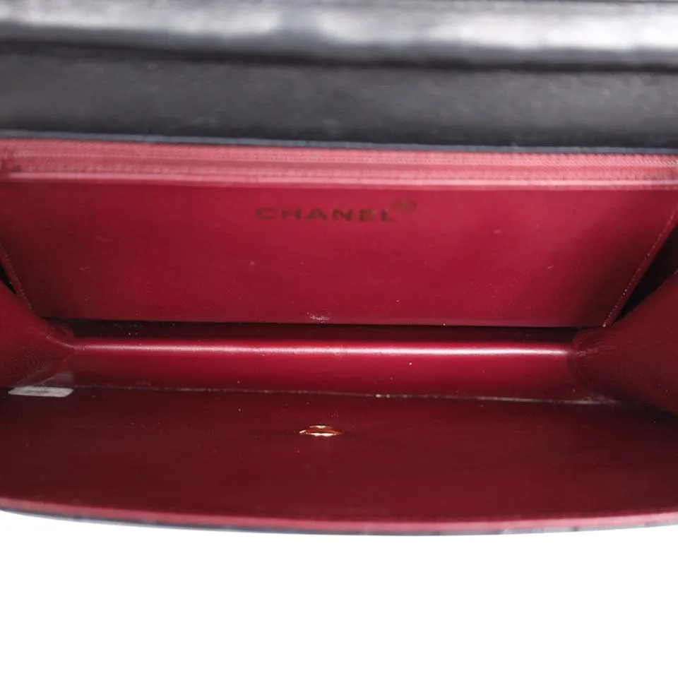 Lambskin Leather Single Flap Shoulder Bag Black