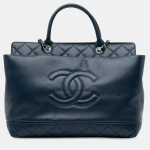 Large Soft Caviar Leather Top Handle Tote