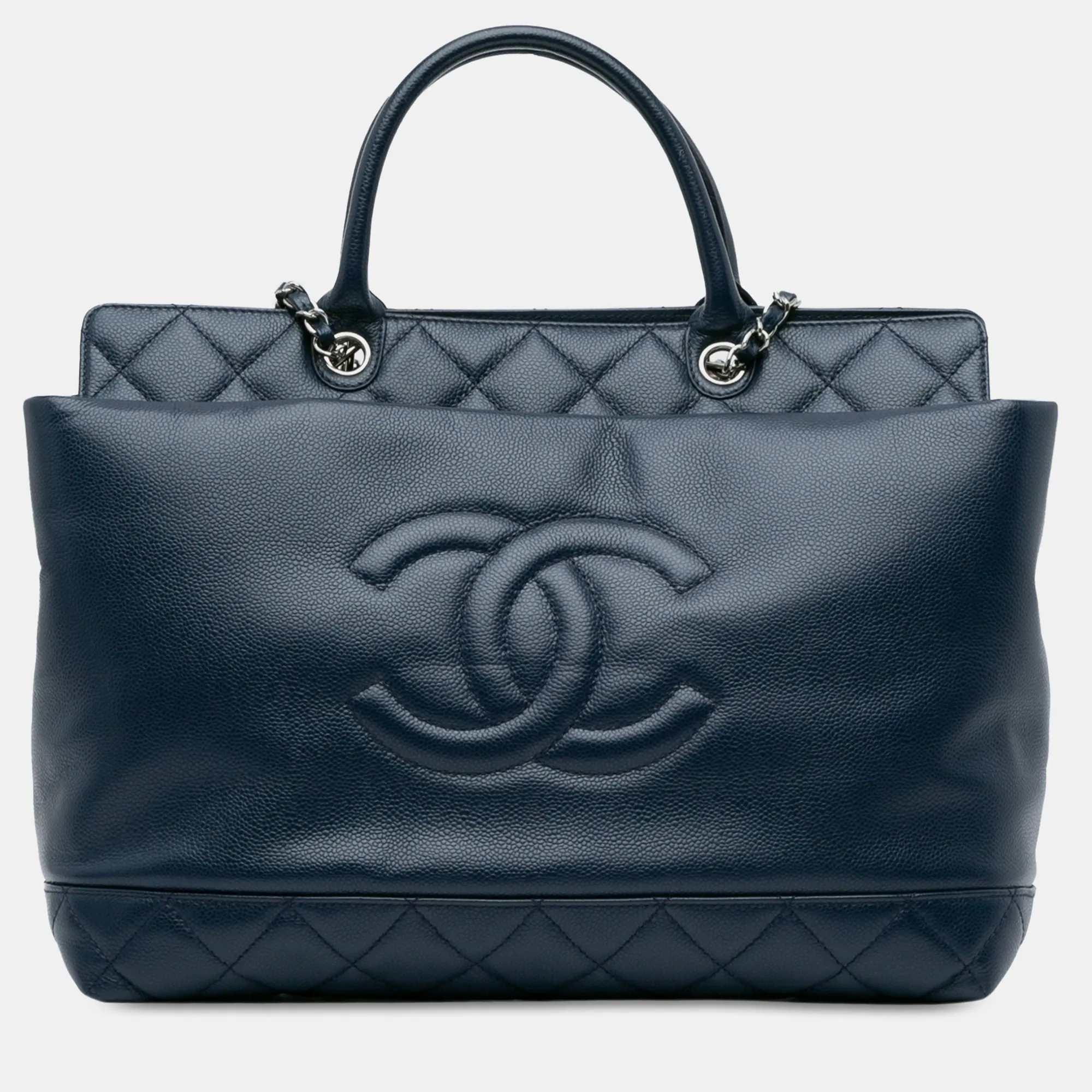 Large Soft Caviar Leather Top Handle Tote