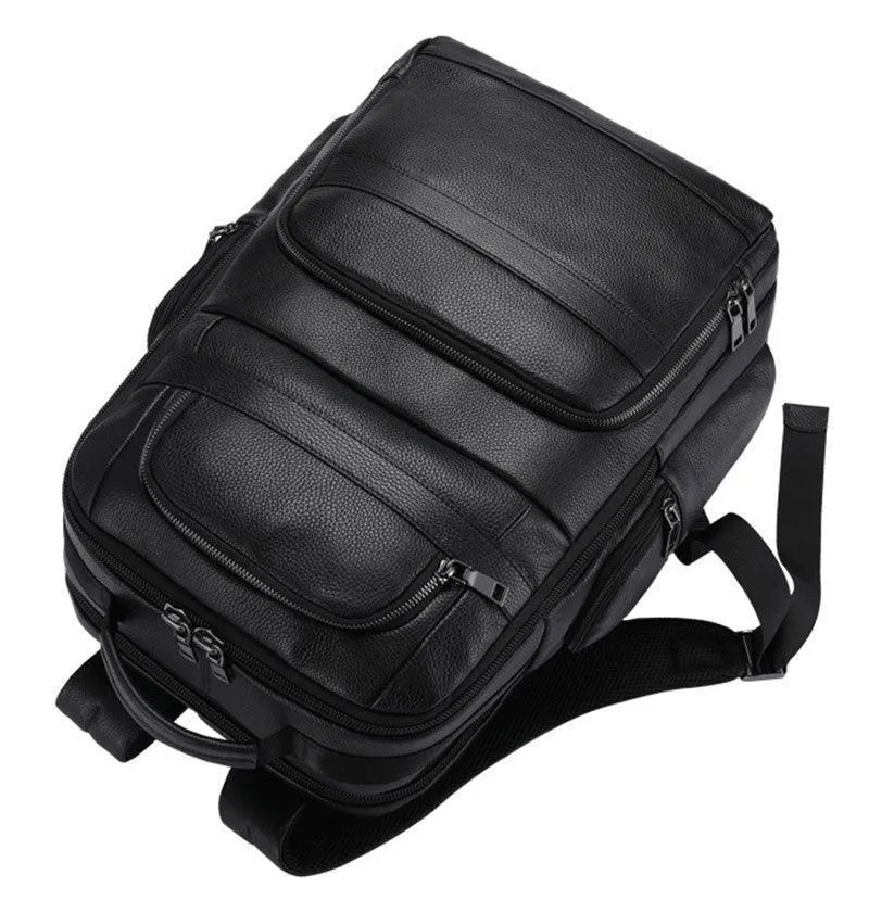 Leather Backpack For Men Large Capacity Travel Bag Usb