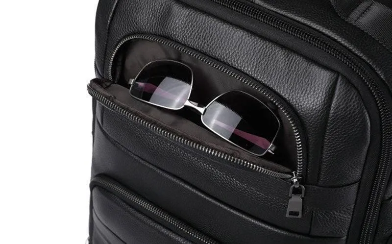 Leather Backpack For Men Large Capacity Travel Bag Usb