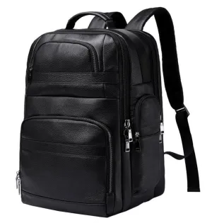 Leather Backpack For Men Large Capacity Travel Bag Usb