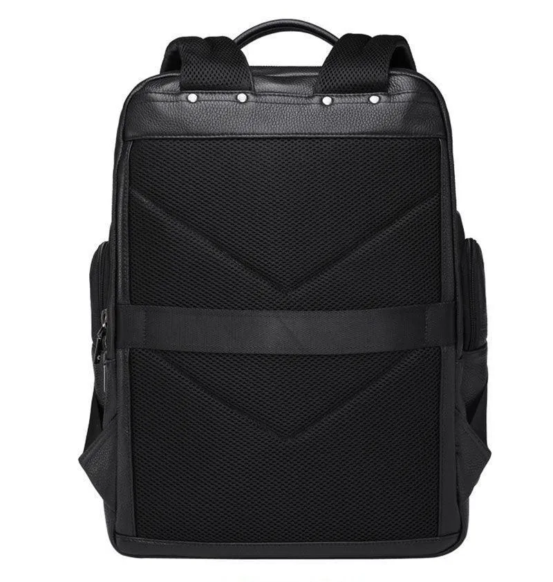 Leather Backpack For Men Large Capacity Travel Bag Usb