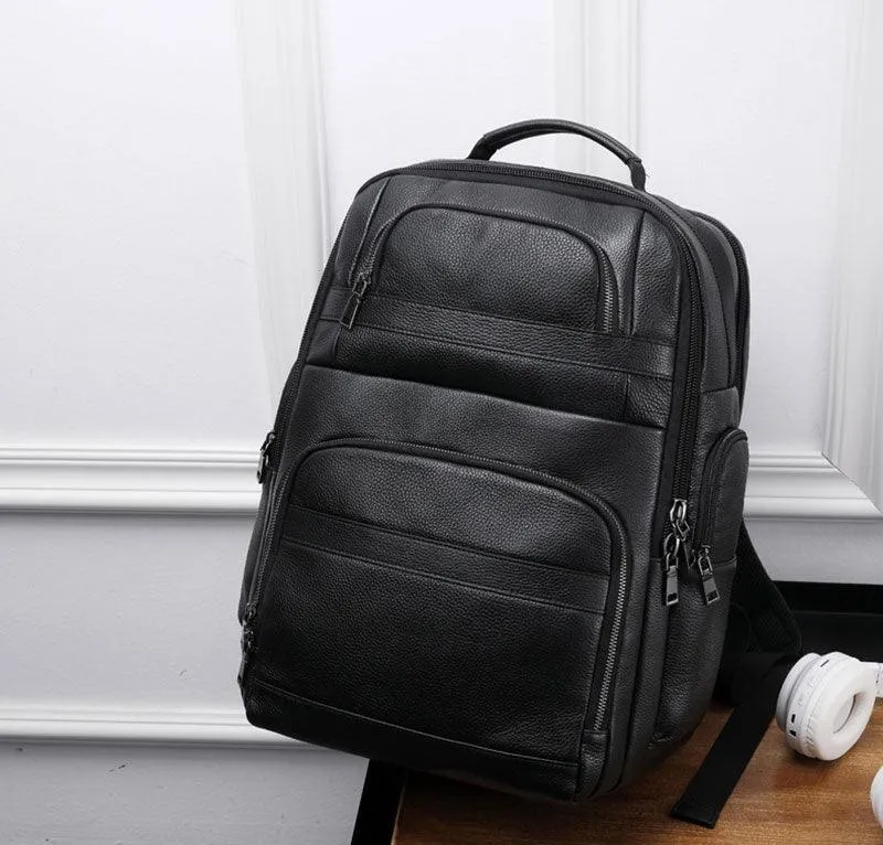 Leather Backpack For Men Large Capacity Travel Bag Usb