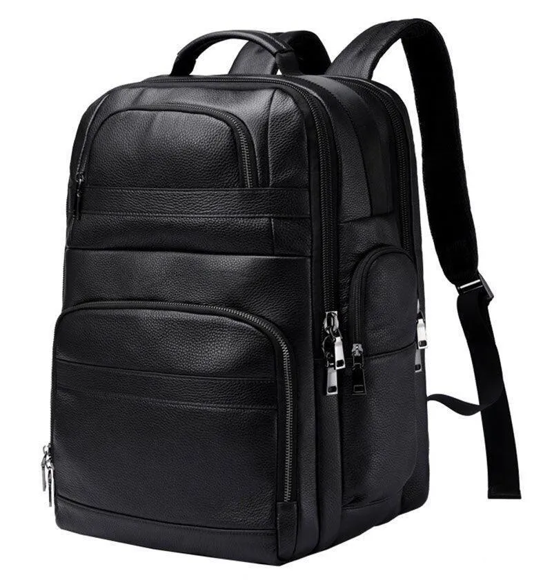 Leather Backpack For Men Large Capacity Travel Bag Usb
