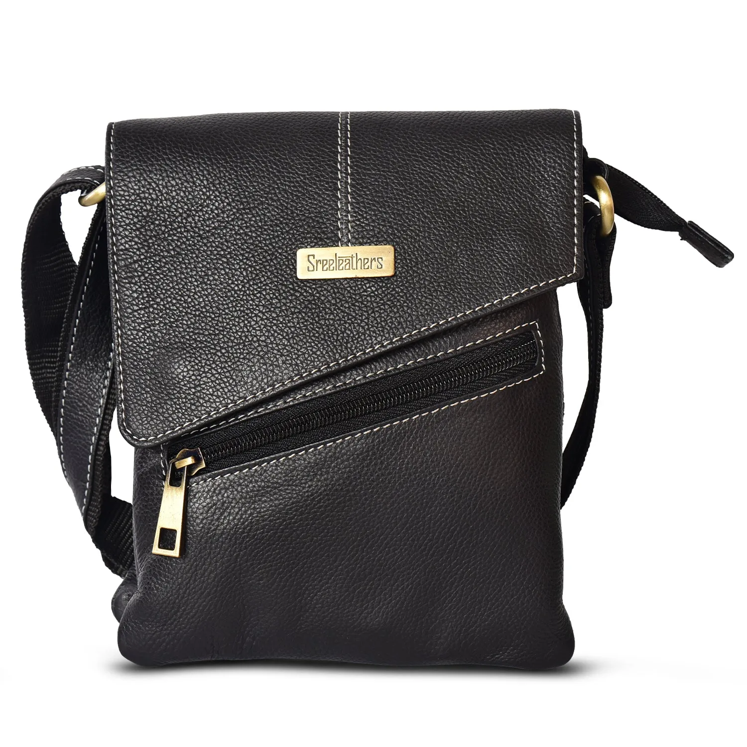 Leather Messenger Bag 36815 (Black)
