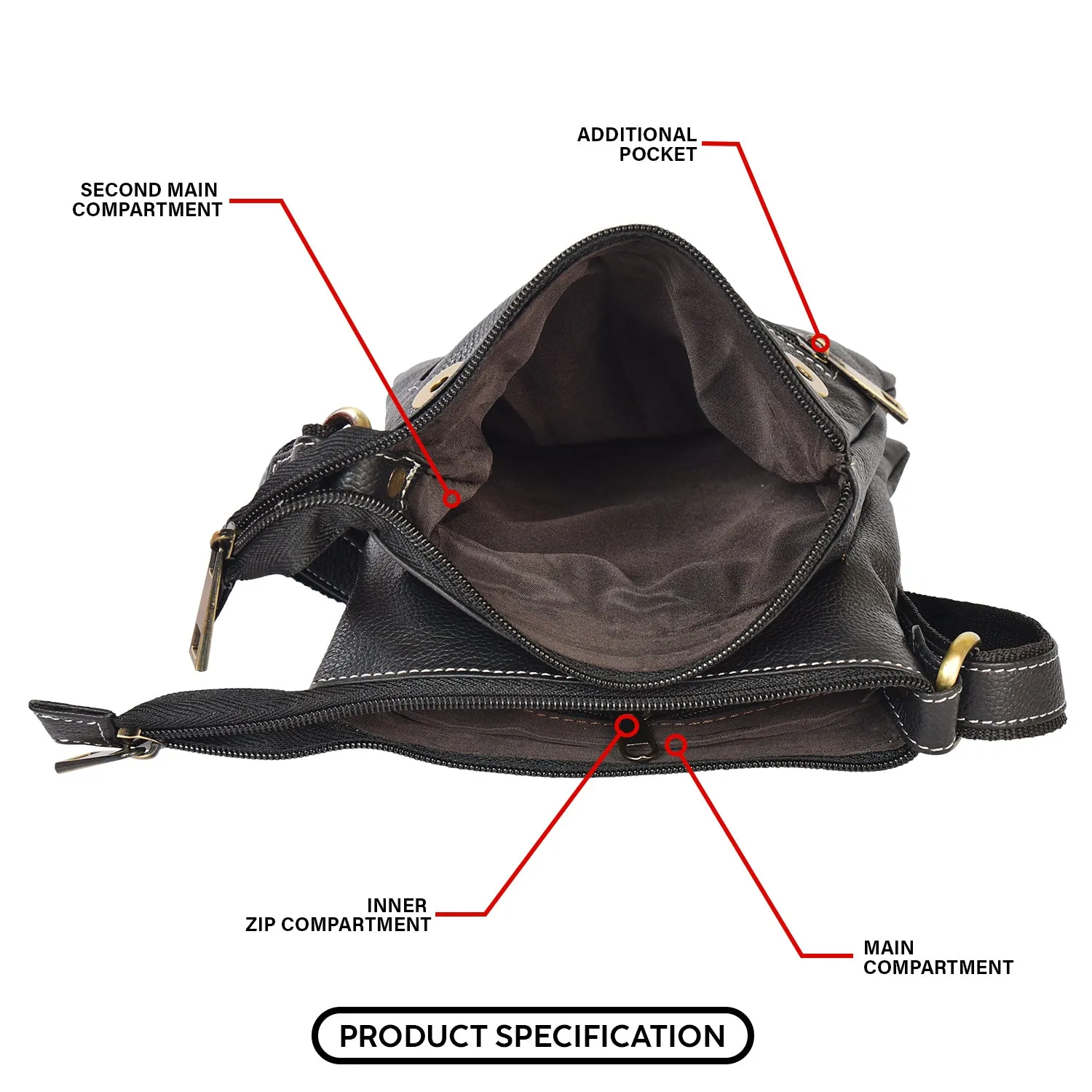 Leather Messenger Bag 36815 (Black)