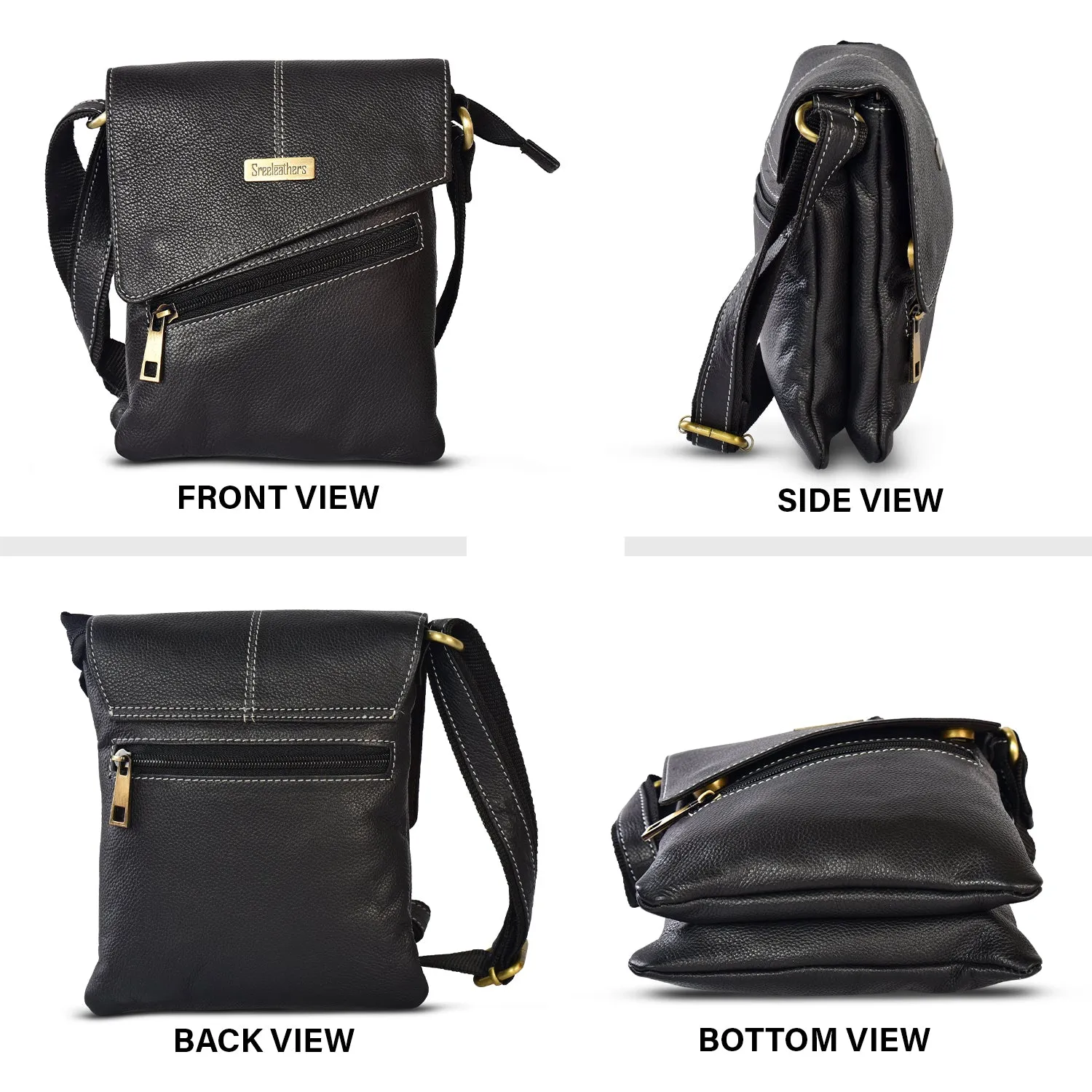 Leather Messenger Bag 36815 (Black)