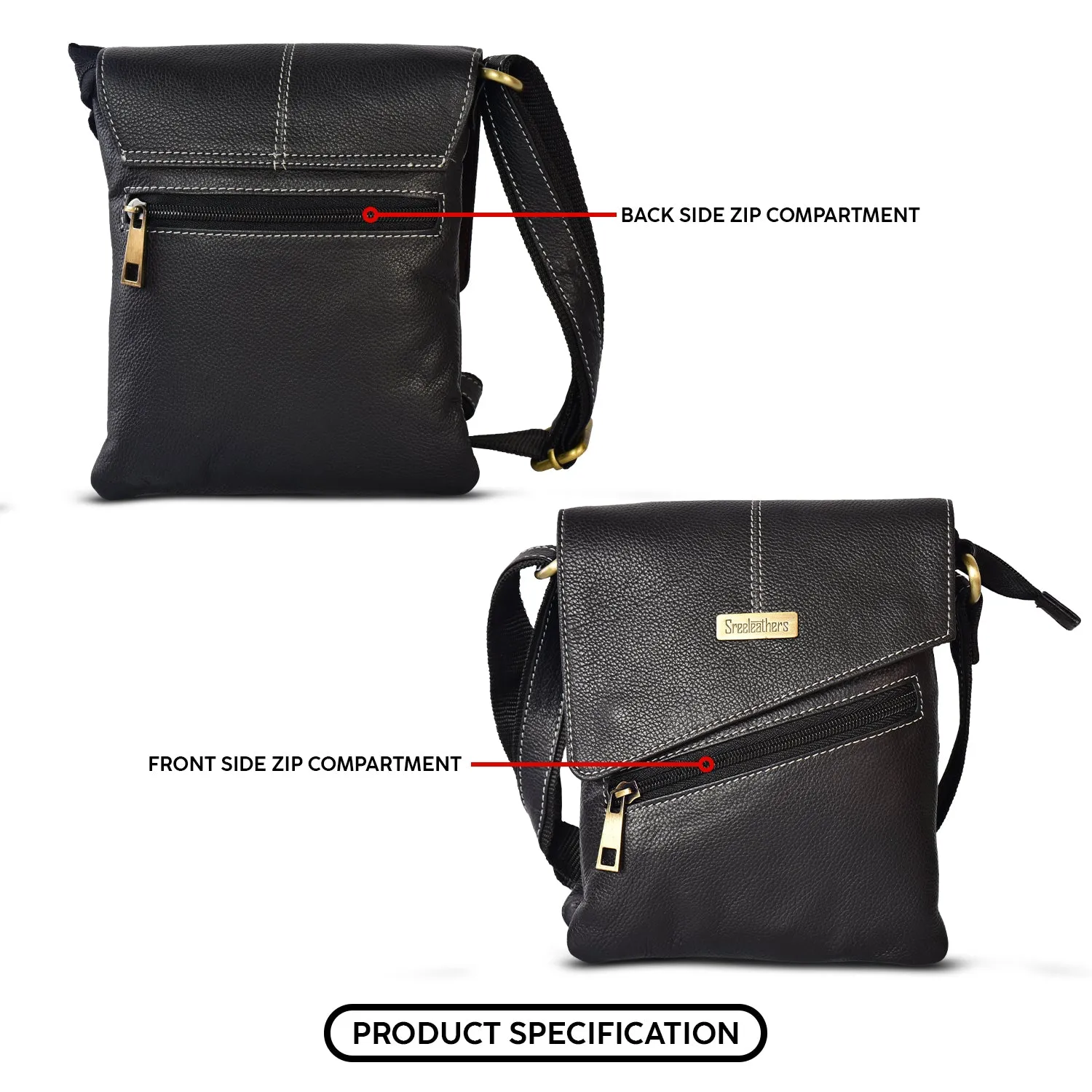 Leather Messenger Bag 36815 (Black)