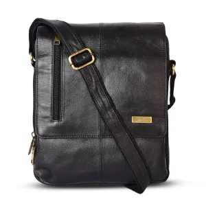 Leather Messenger Bag 36819 (BLACK)