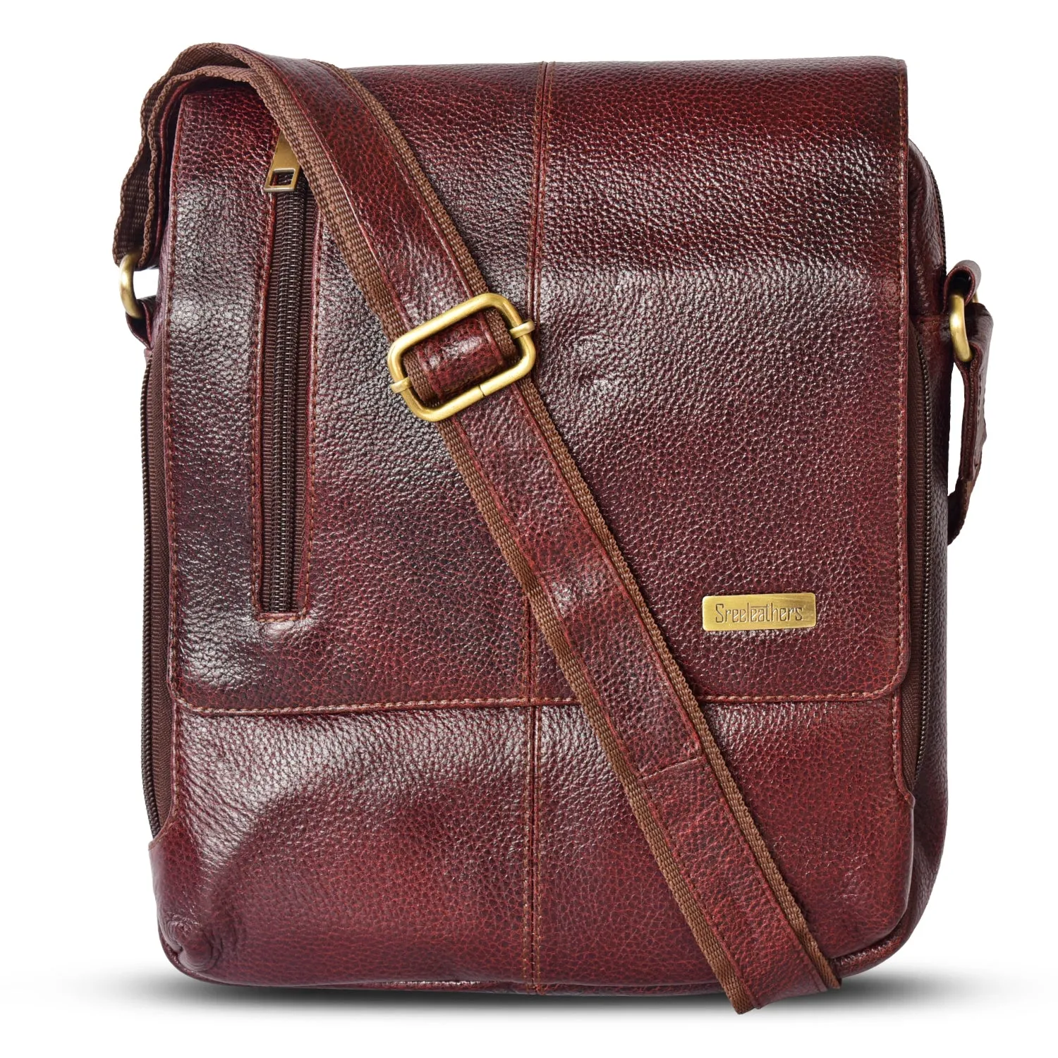Leather Messenger Bag 36819 (BROWN)