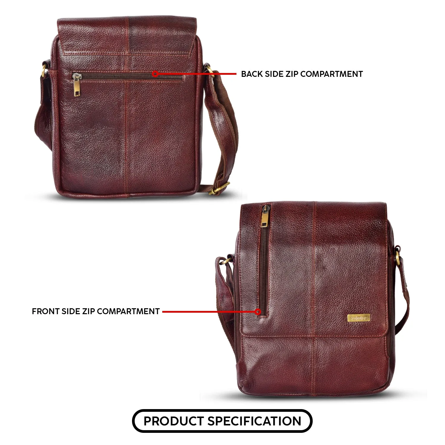 Leather Messenger Bag 36819 (BROWN)