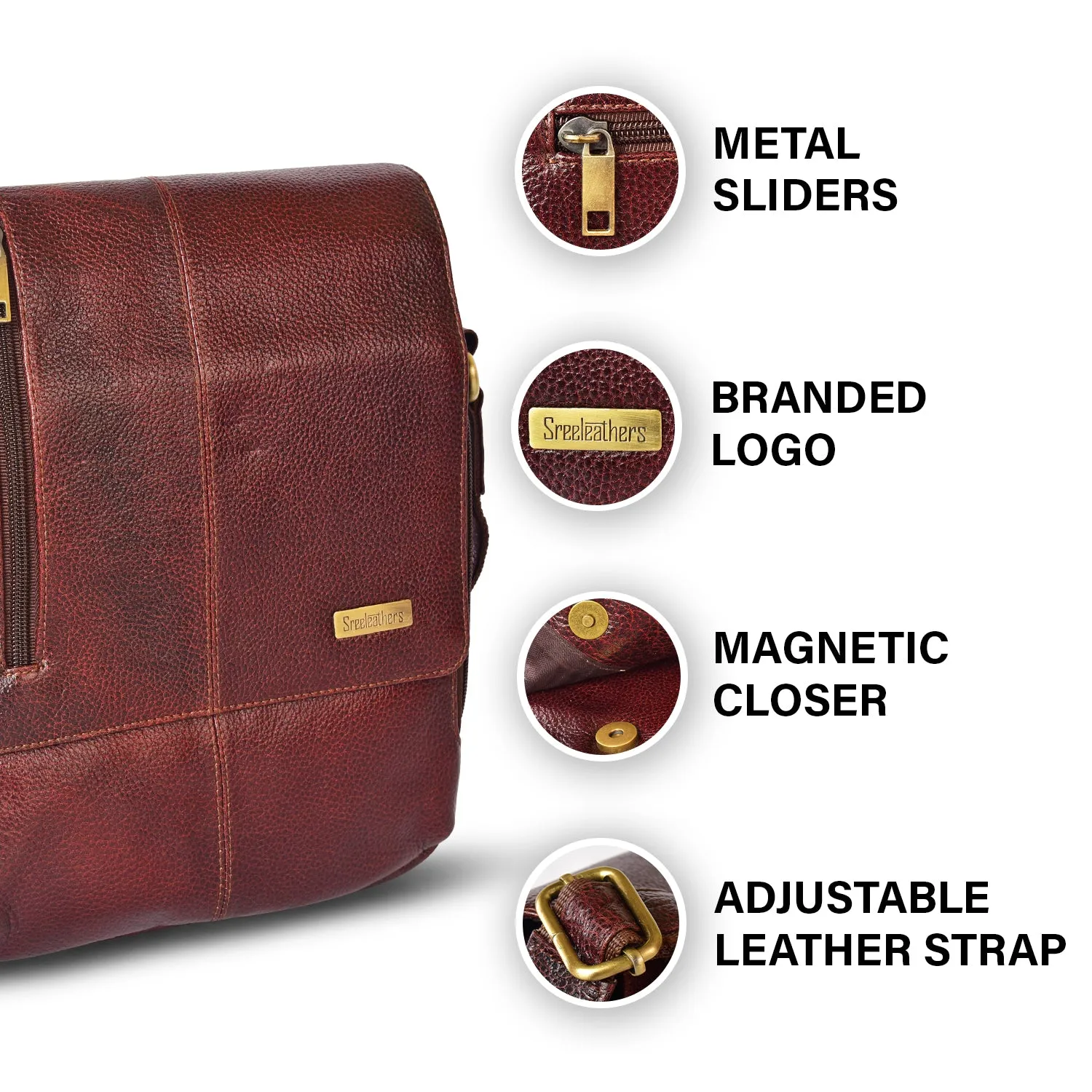 Leather Messenger Bag 36819 (BROWN)