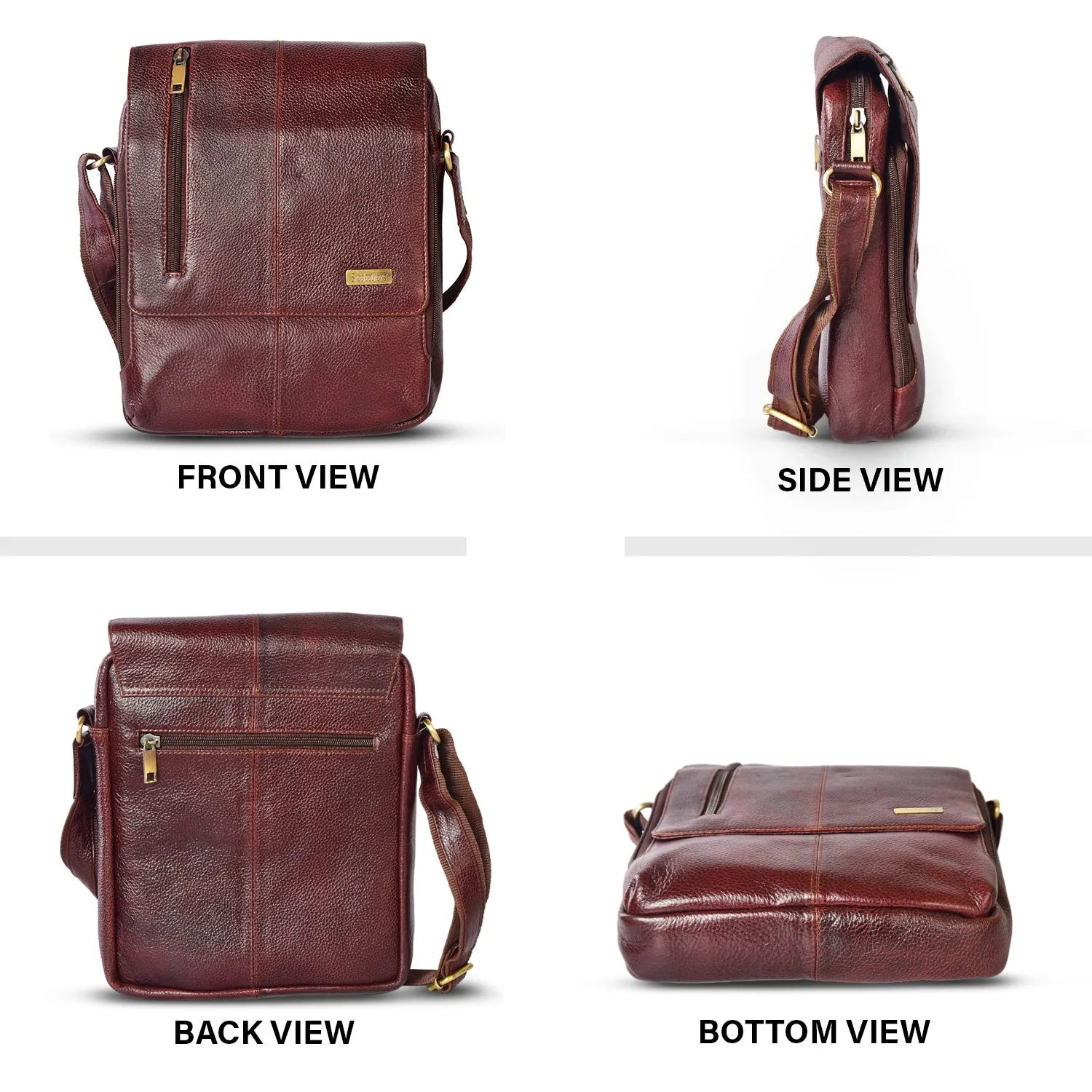 Leather Messenger Bag 36819 (BROWN)