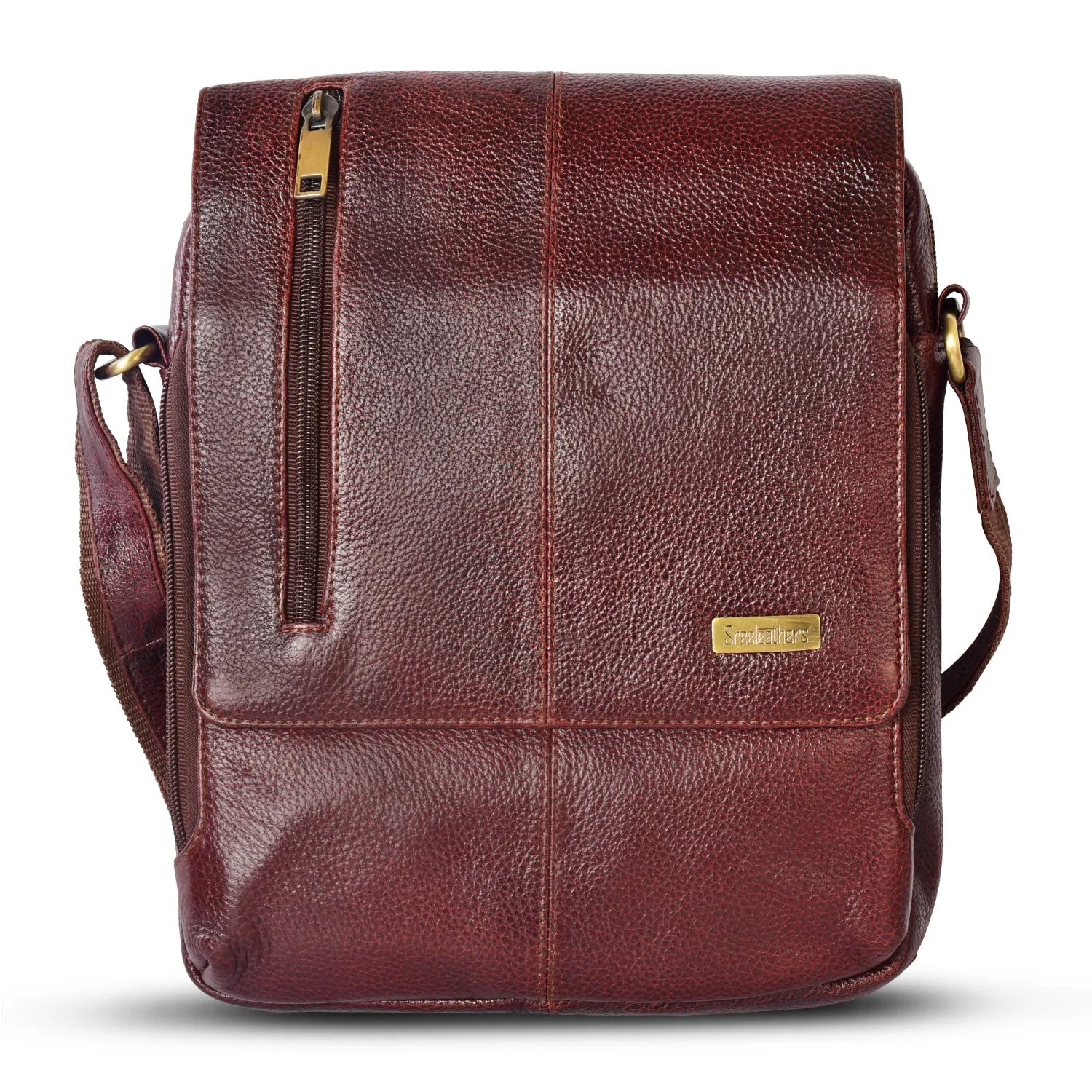 Leather Messenger Bag 36819 (BROWN)