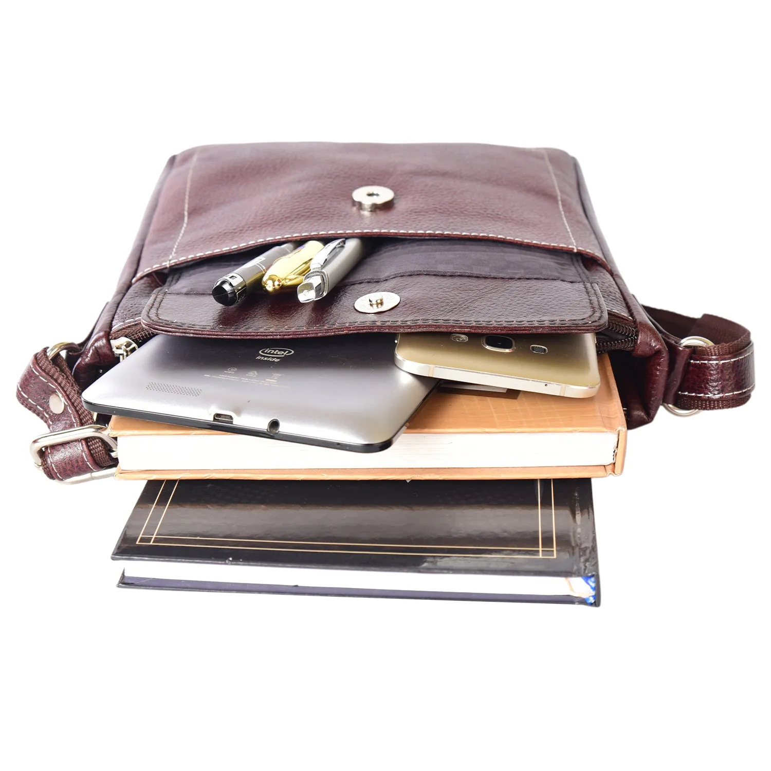 Leather Messenger Bag 36821 (Brown)