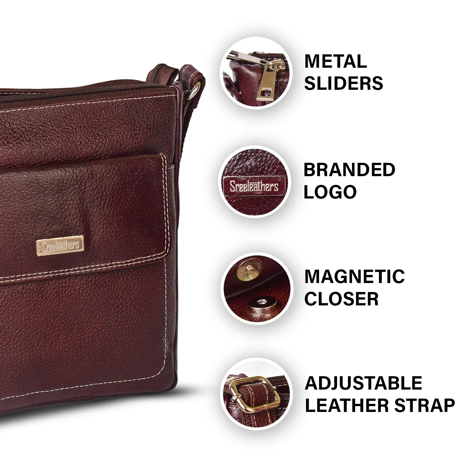 Leather Messenger Bag 36821 (Brown)