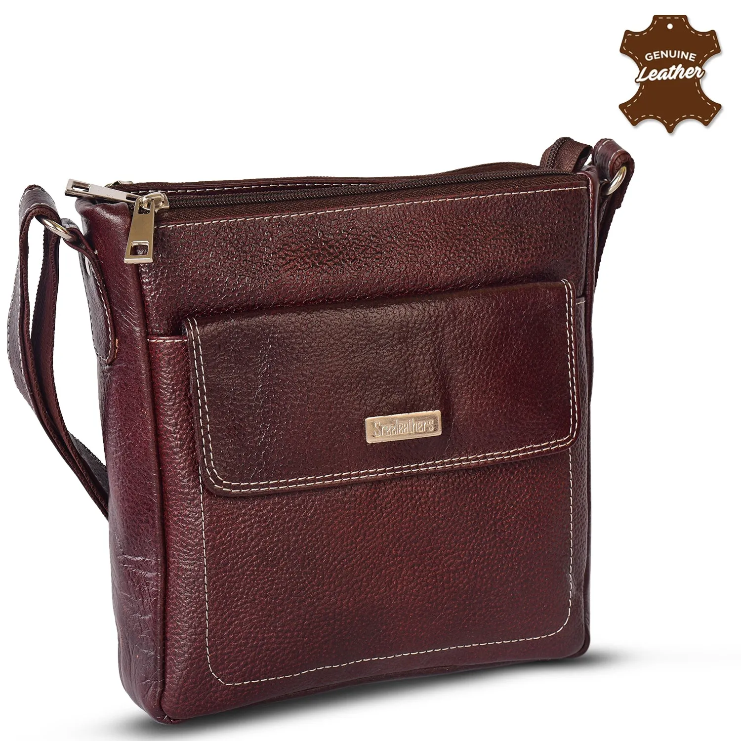 Leather Messenger Bag 36821 (Brown)