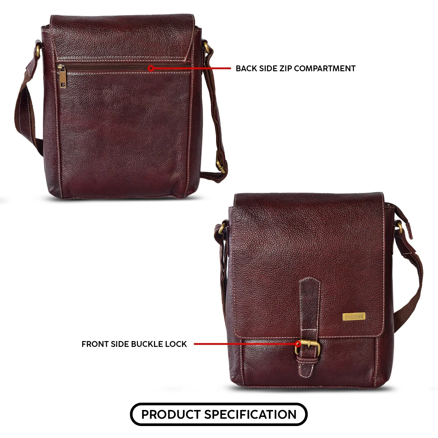 LEATHER SLING BAG  998921 (BROWN)