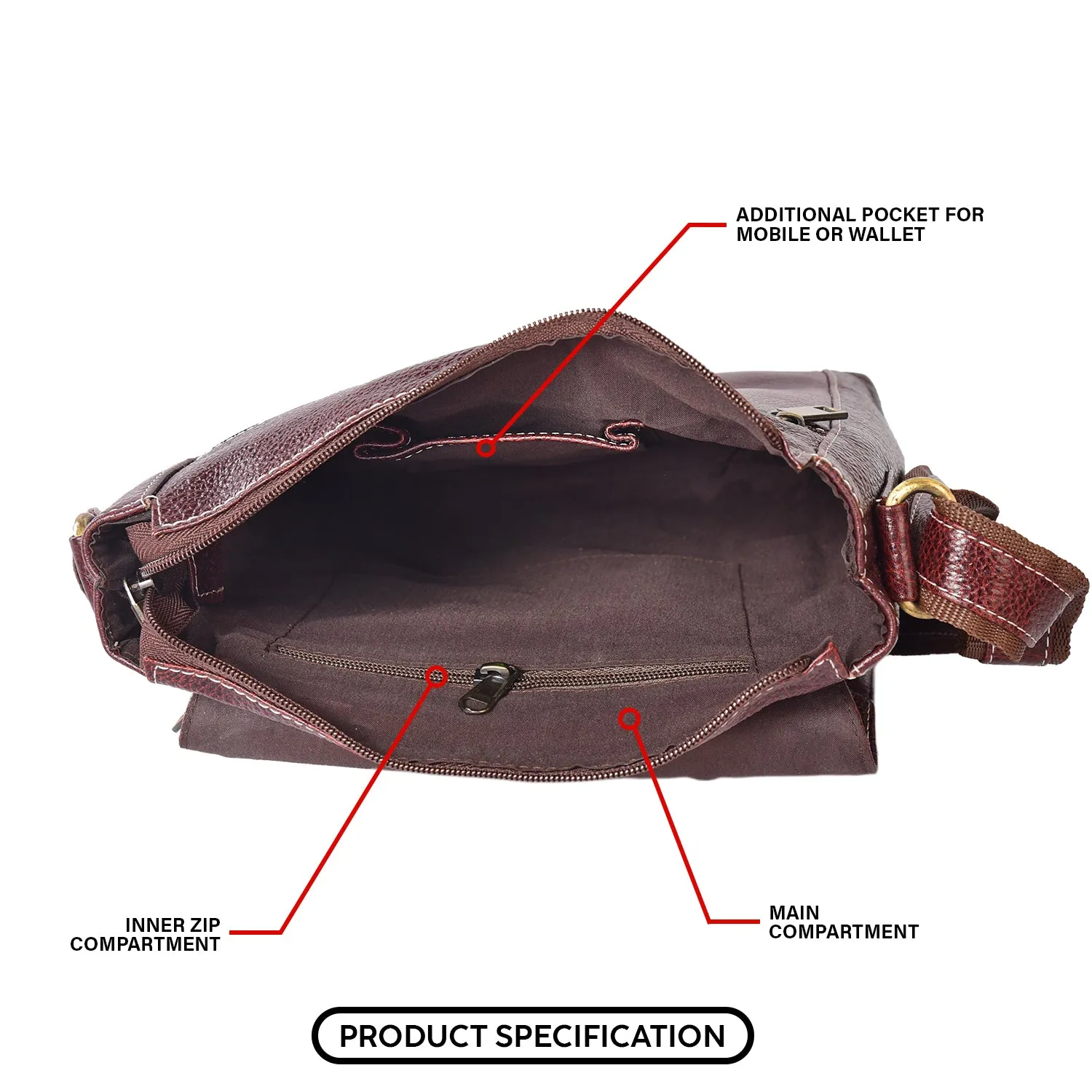 LEATHER SLING BAG  998921 (BROWN)