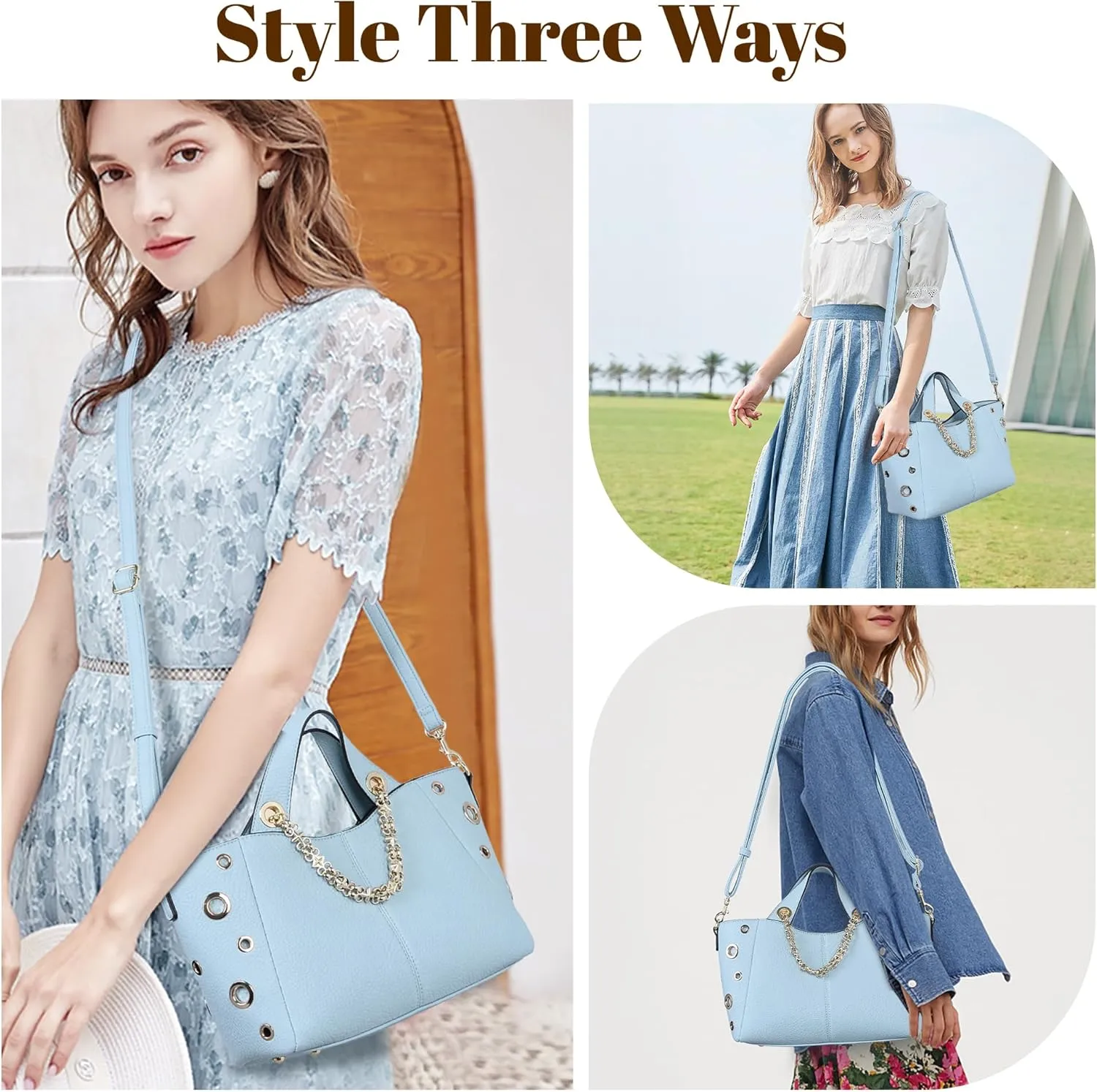 Leather Tote Bag for Women Work Travel Casual Shoulder Crossbody Bags with Strap