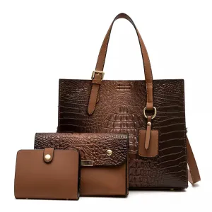 Lena Brown 3 Piece Purse Set
