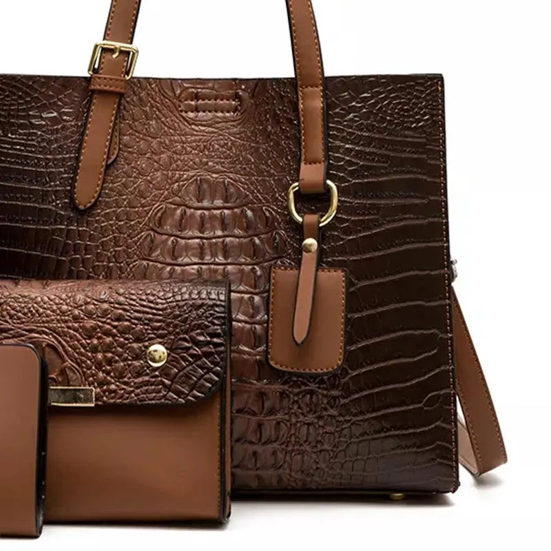 Lena Brown 3 Piece Purse Set