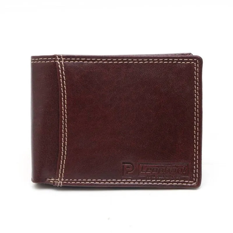 Leophant Men Formal Brown Genuine Leather RFID Wallet  (12 Card Slots)