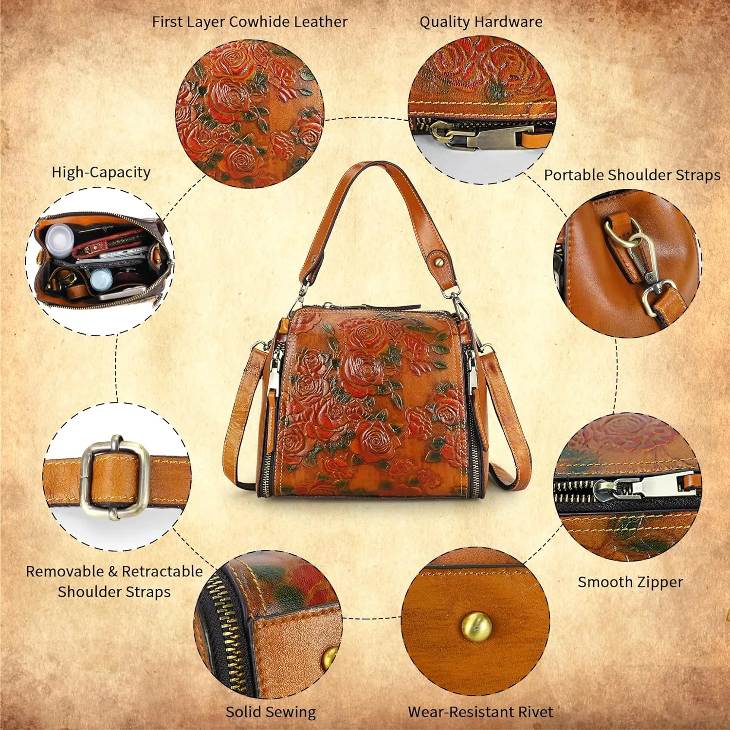 LETEULO Crossbody Bag for Women Top Handle Tote Purses Vintage Satchels Handbag