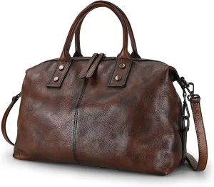 LETEULO Handbag for Women Leather Top Handle Tote Purses Vintage Satchels Handbag