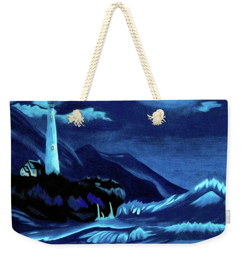 Lighthouse Moonlit Sky - Weekender Tote Bag