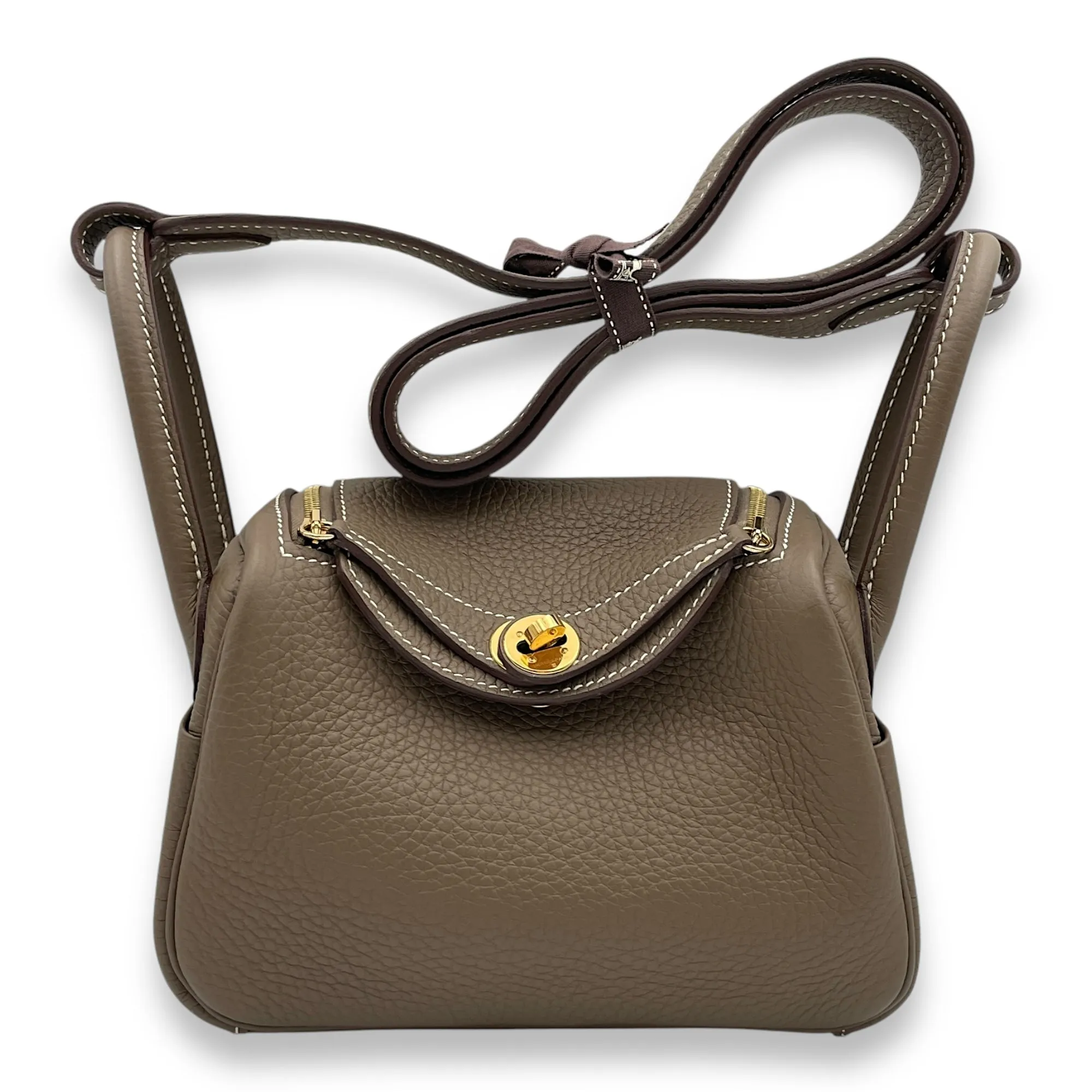 Lindy Mini Etoupe in Clemence, Gold hardware
