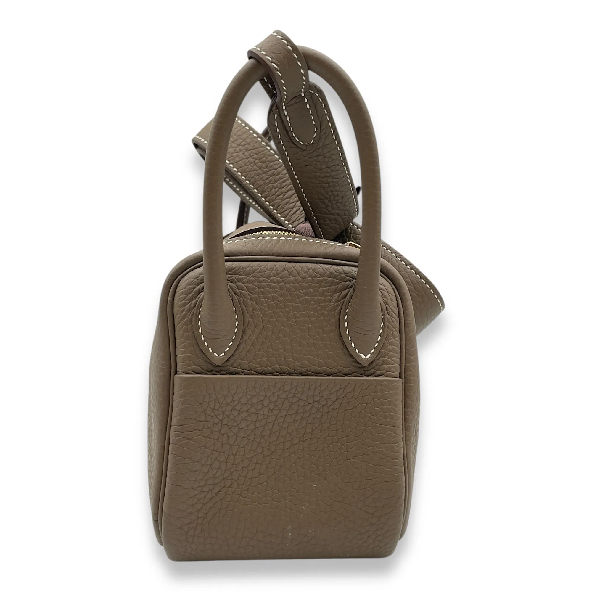 Lindy Mini Etoupe in Clemence, Gold hardware