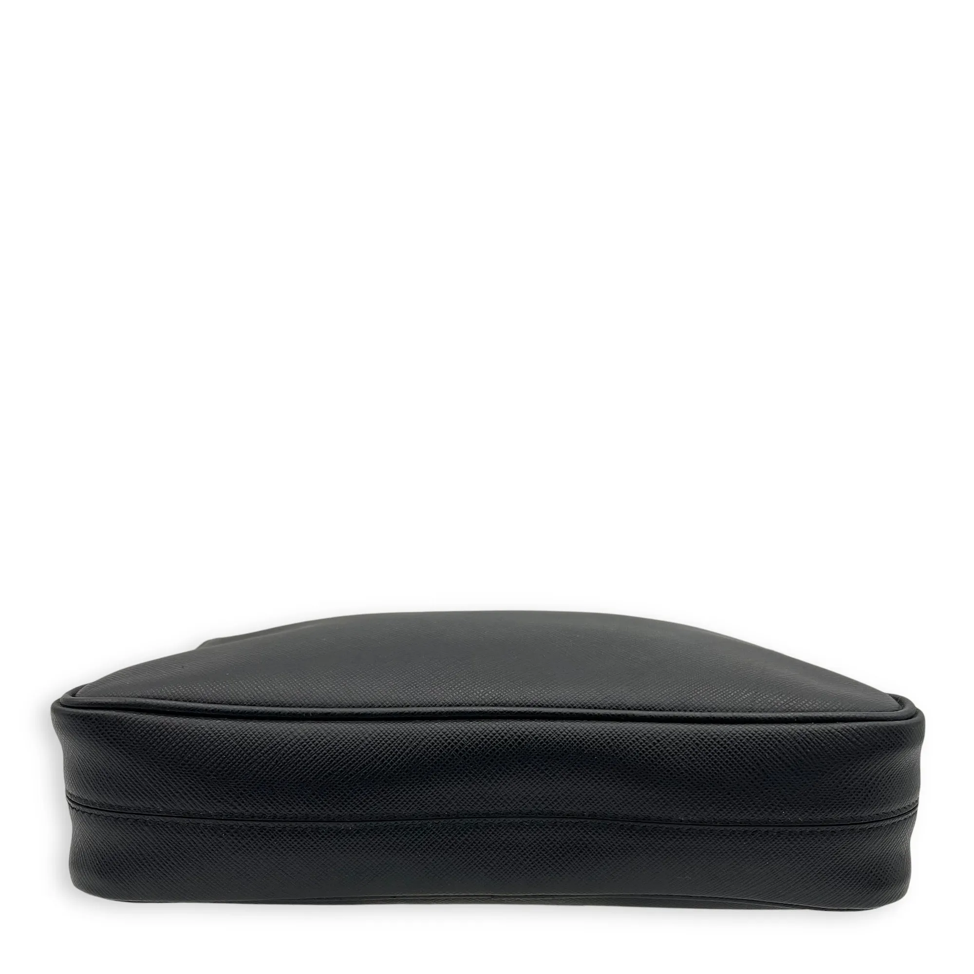 Logo Black Crossbody Bag in Saffiano Leather, Silver hardware