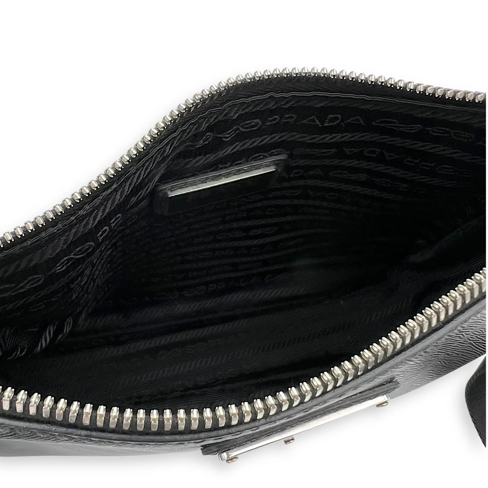 Logo Black Crossbody Bag in Saffiano Leather, Silver hardware