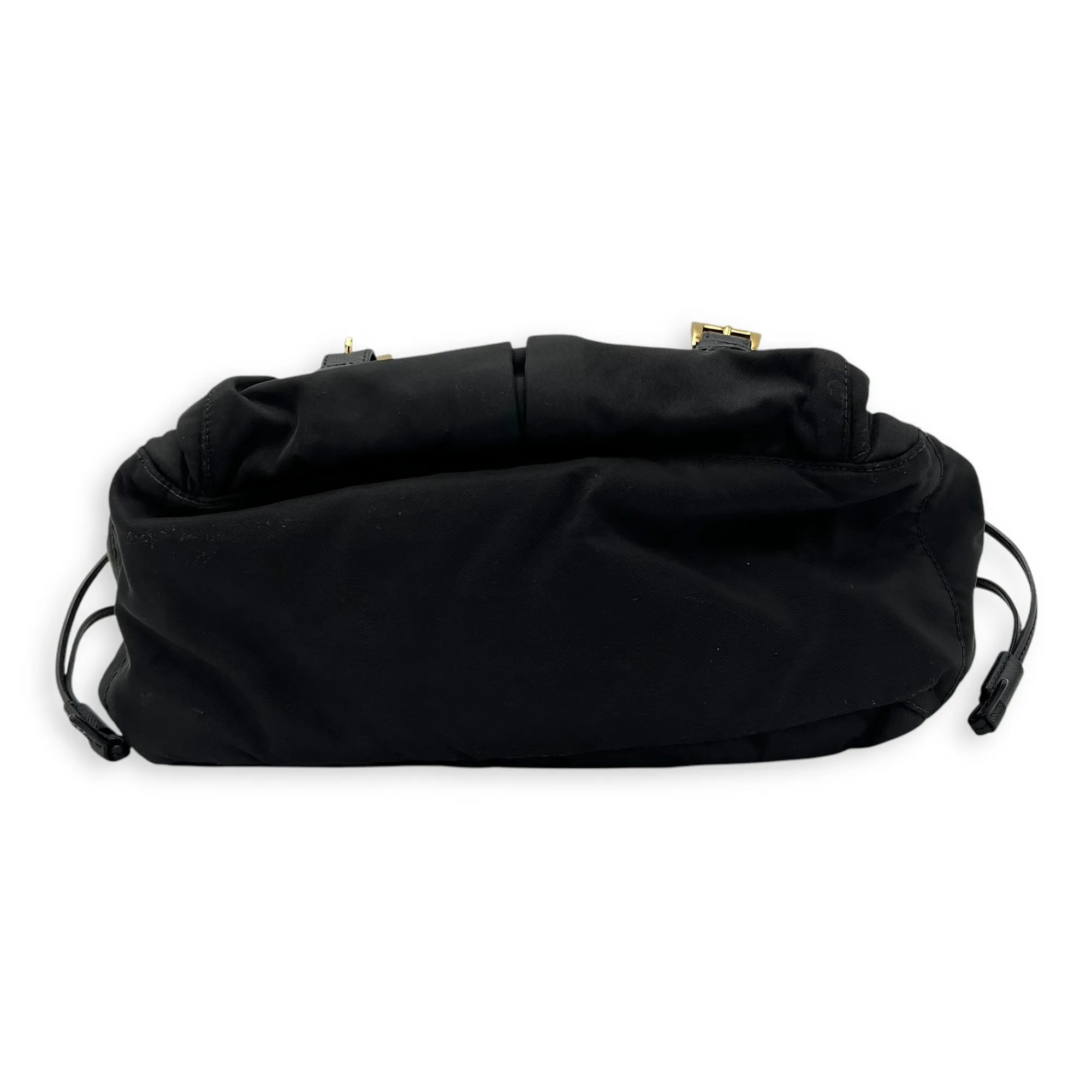Logo Messenger Black in Nylon, Gold hardware
