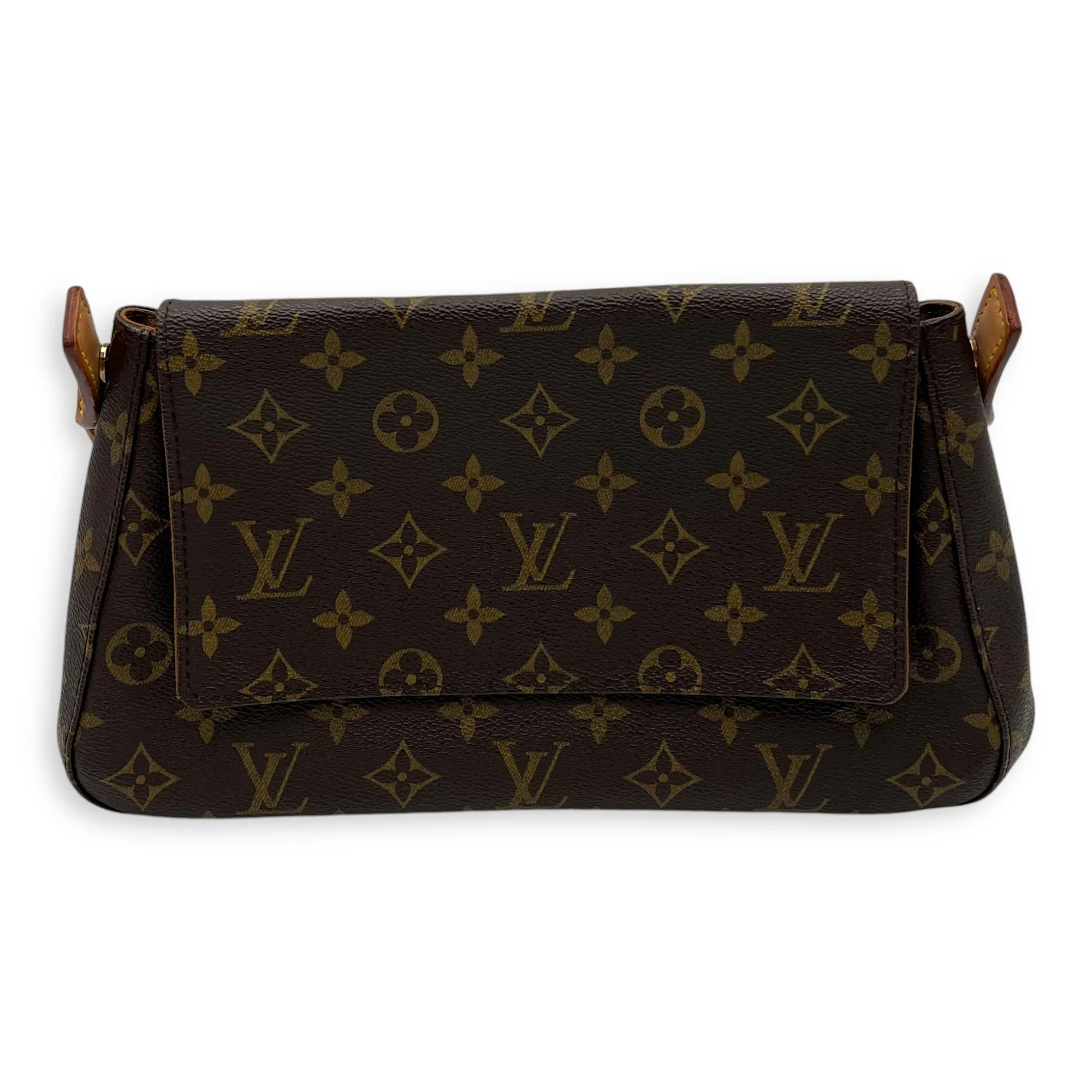 Looping Mini Brown Shoulder Bag in Monogram Coated Canvas, Gold hardware