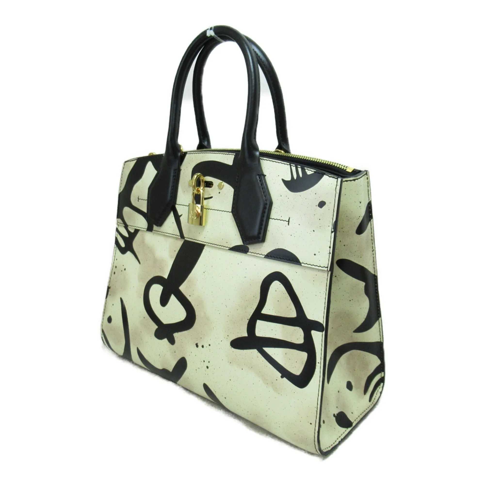 LOUIS VUITTON City Steamer MM Shoulder Bag White Black leather M53231