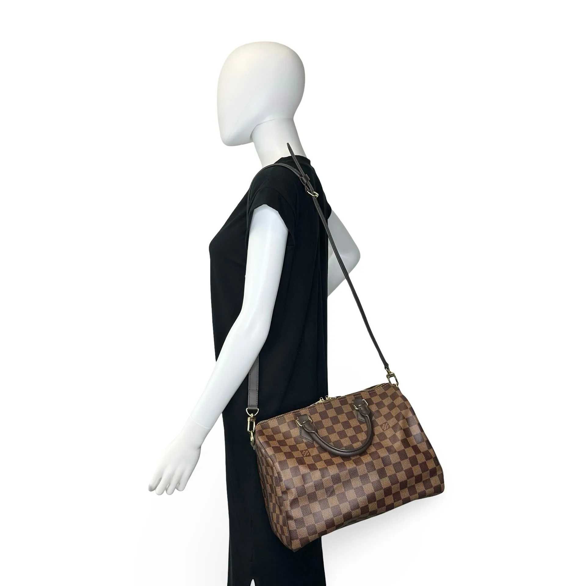 LOUIS VUITTON: Damier Ebene Speedy Bandouliere 30