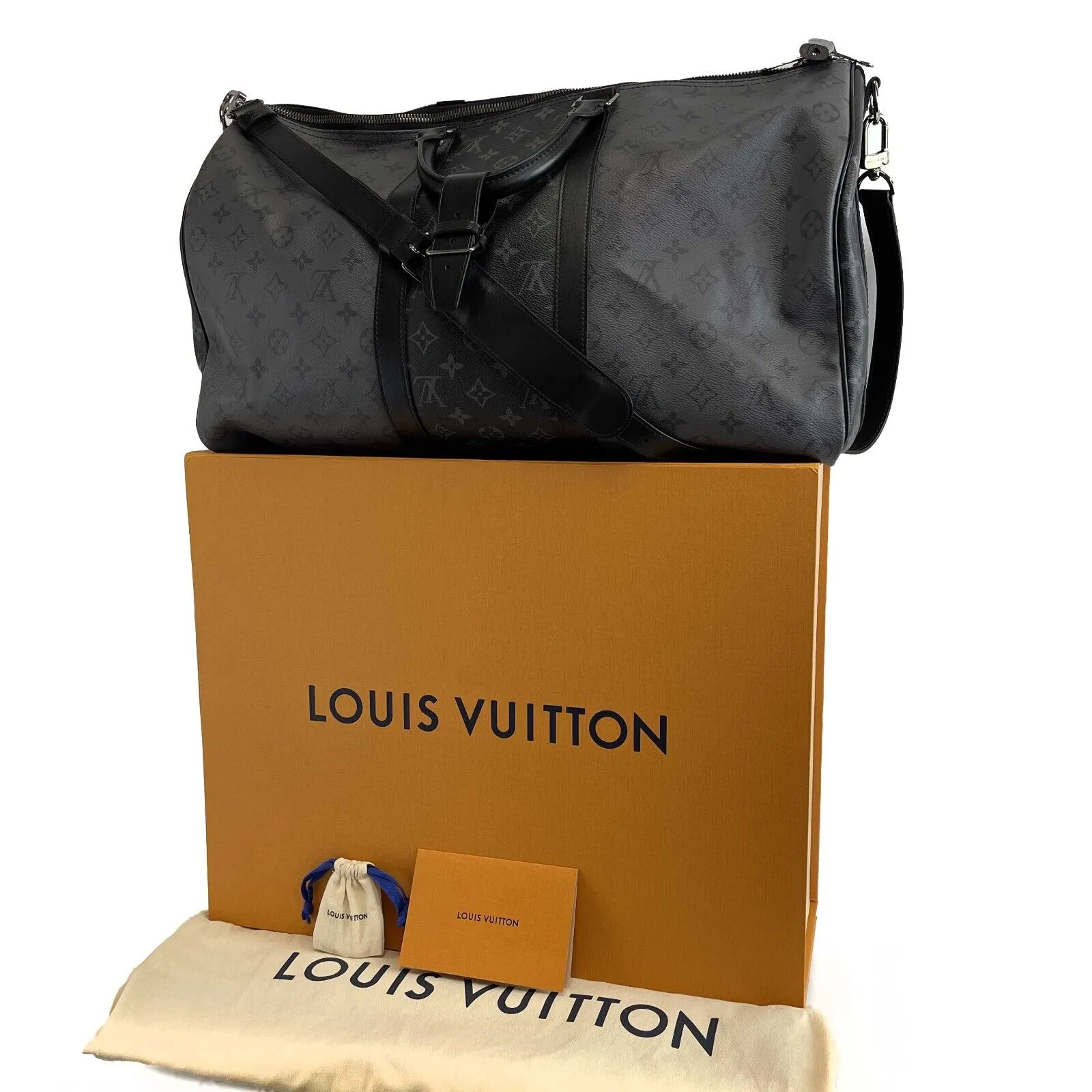 LOUIS VUITTON Keepall Bandouliere 50 Reverse Monogram Eclipse Black Handbag