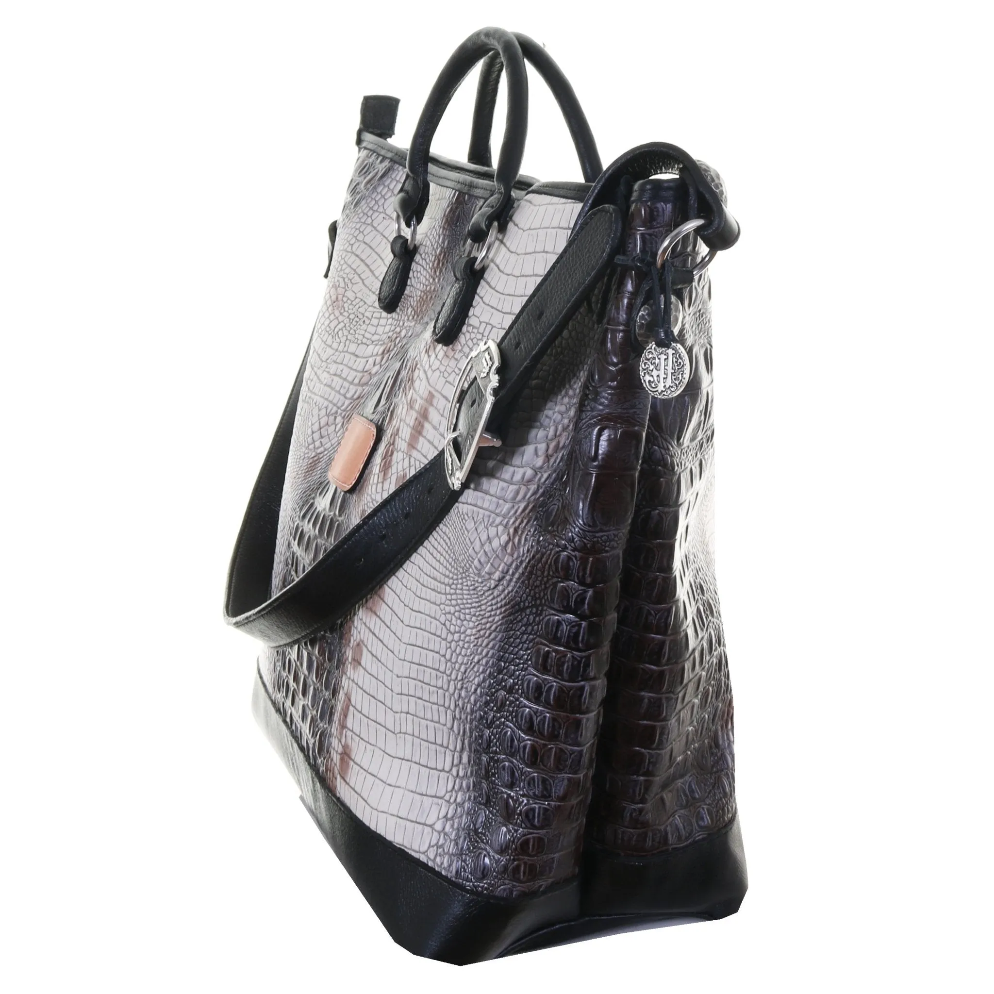 LT06 - Zebra Crocodile Print Luggage Tote
