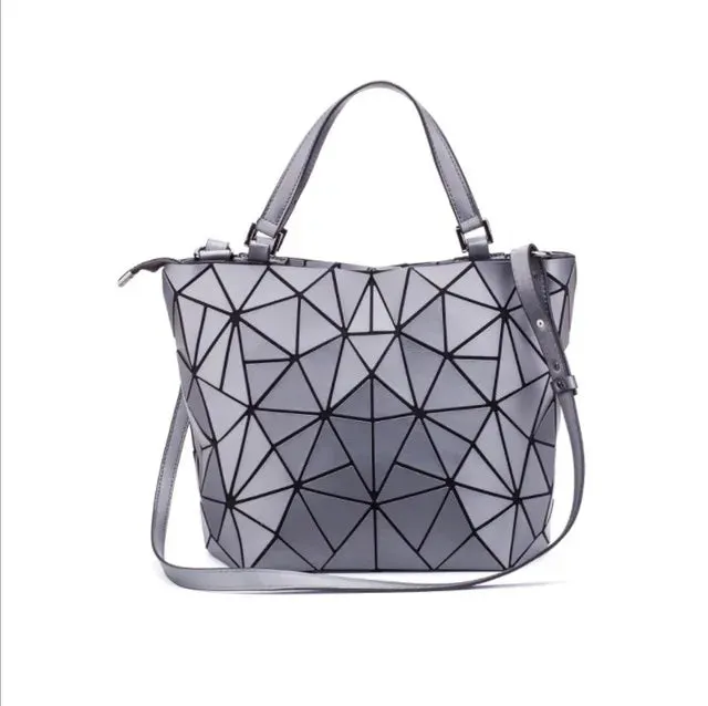 Luminous reflective bao Bag Geometric Tote Folding Shoulder Bags for women 2020 Plain Folding Handbags sac a main Female Bolsas