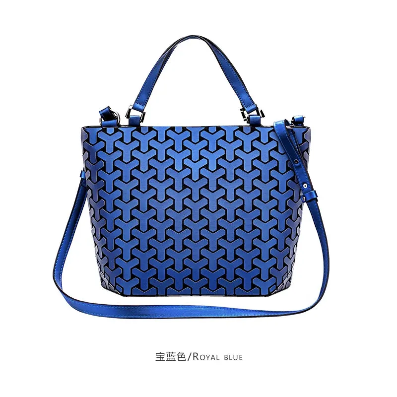 Luminous reflective bao Bag Geometric Tote Folding Shoulder Bags for women 2020 Plain Folding Handbags sac a main Female Bolsas